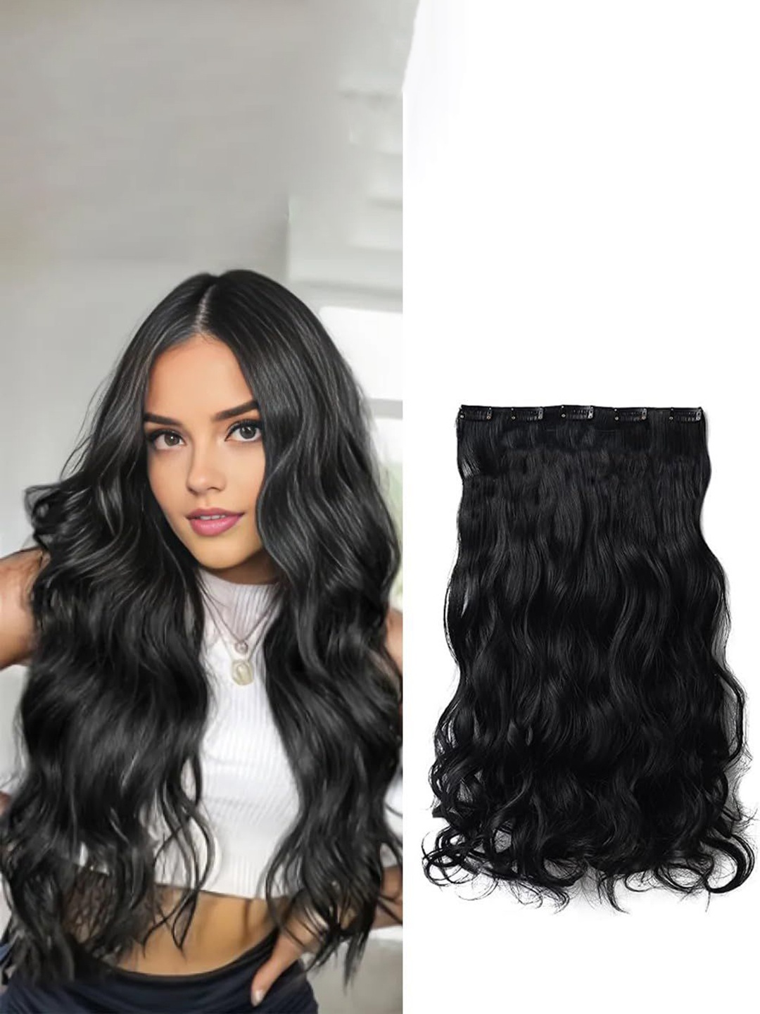 

D-Divine Wavy Clip-In Hair Extension - 22 Inch - Black