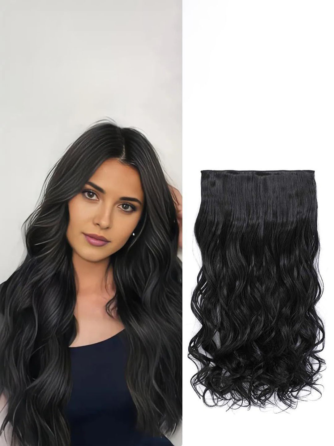 

D-Divine Wavy Clip-In Hair Extension - 22 Inch - Black