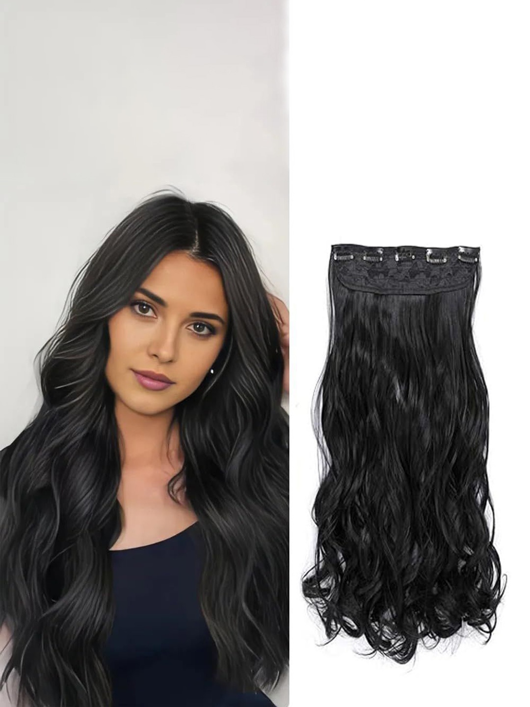 

D-Divine Wavy Clip-In Hair Extension - 22 Inch - Black