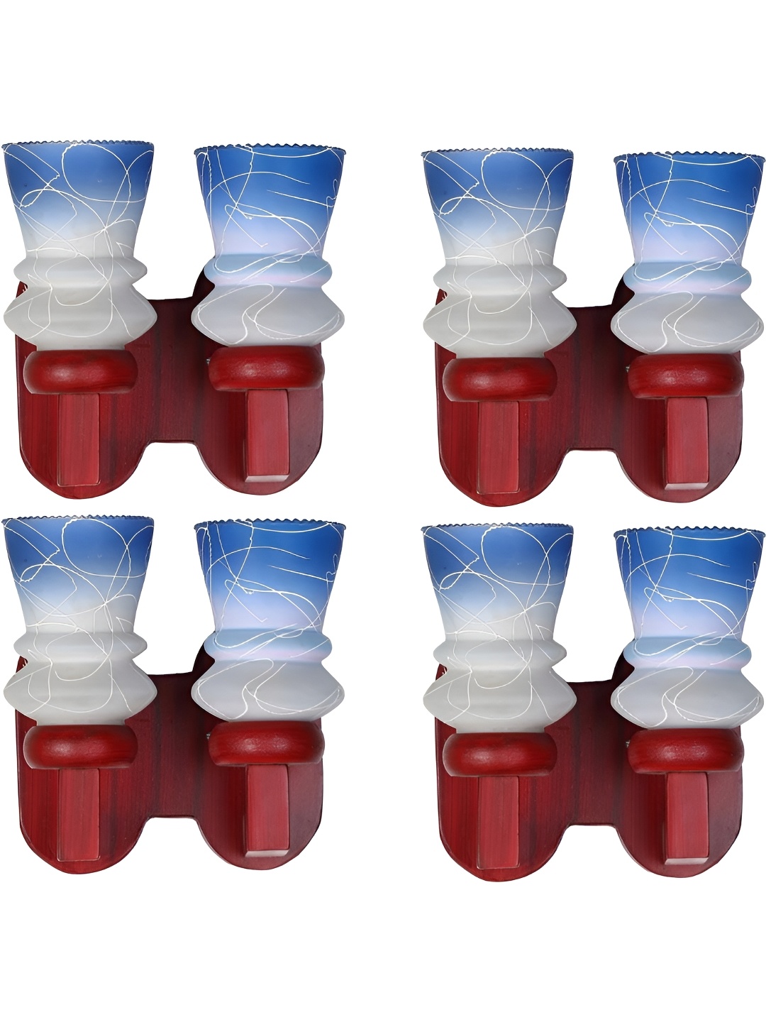 

Afast Blue & White 4 Pieces Printed Wood Wall Lamps