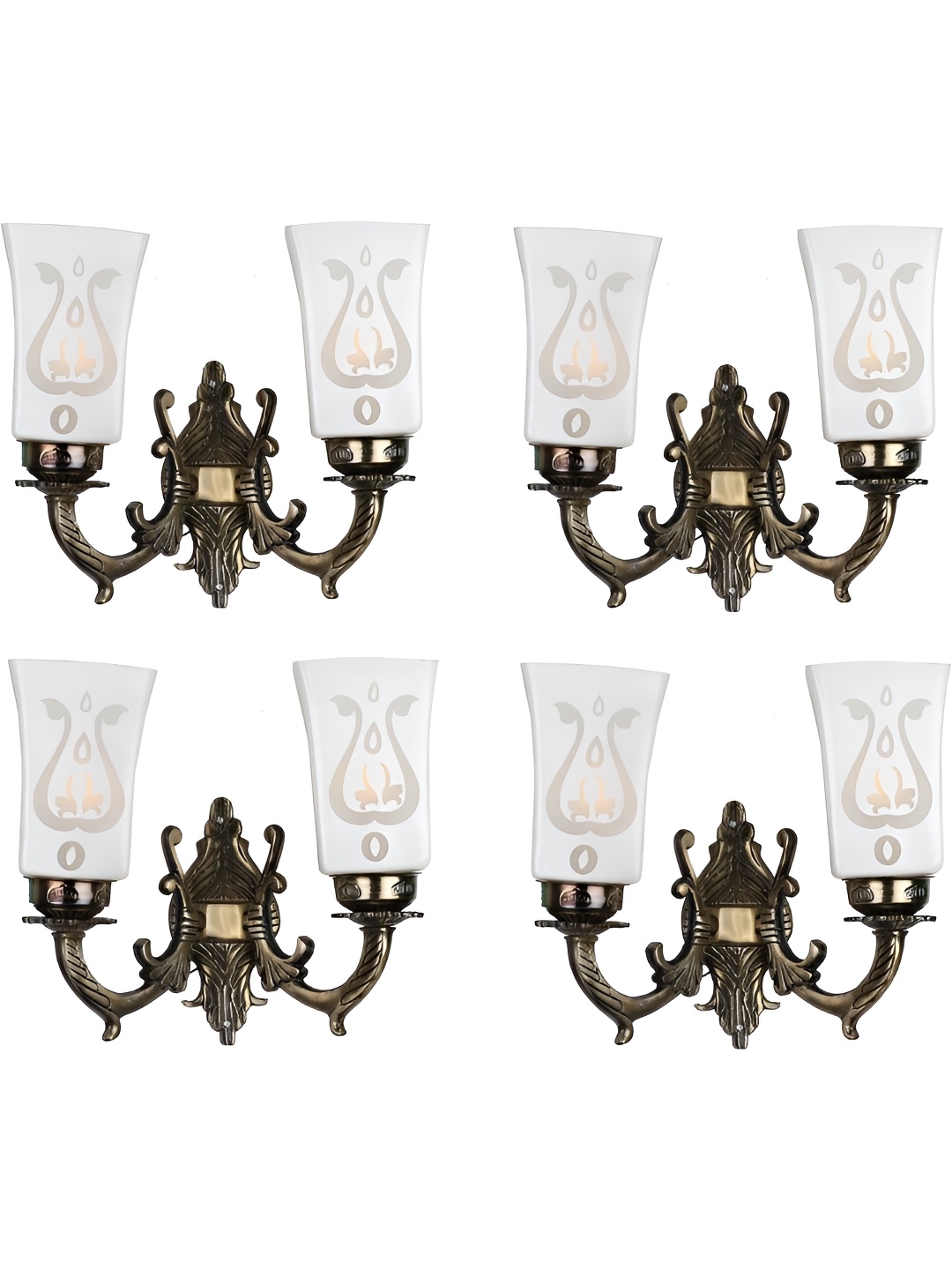 

Afast White & Brown 4 Pieces Printed Metal Bell Shaped Wall Lamps