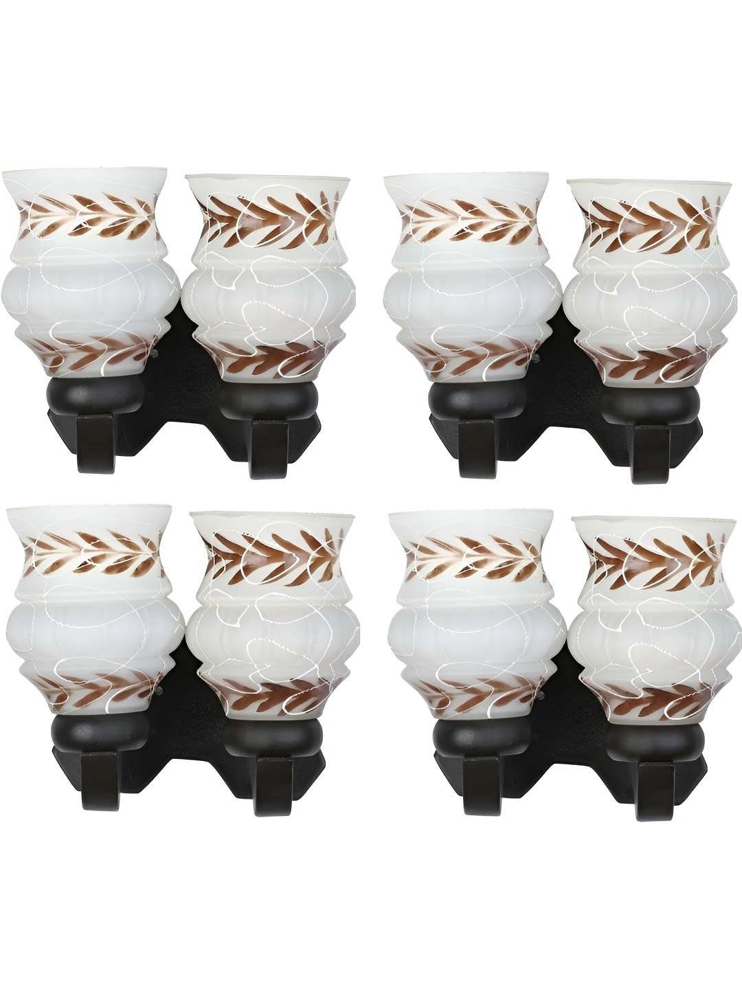 

Afast White & Brown 4 Pieces Printed Wood Wall Lamps