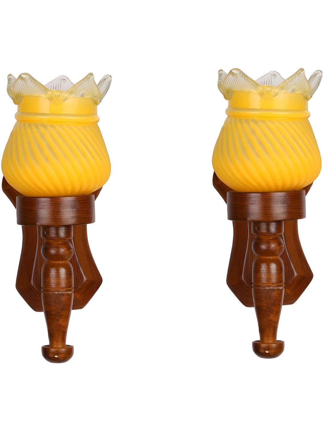 

Afast Yellow & Brown 2 Pieces Wood Wall Lamps