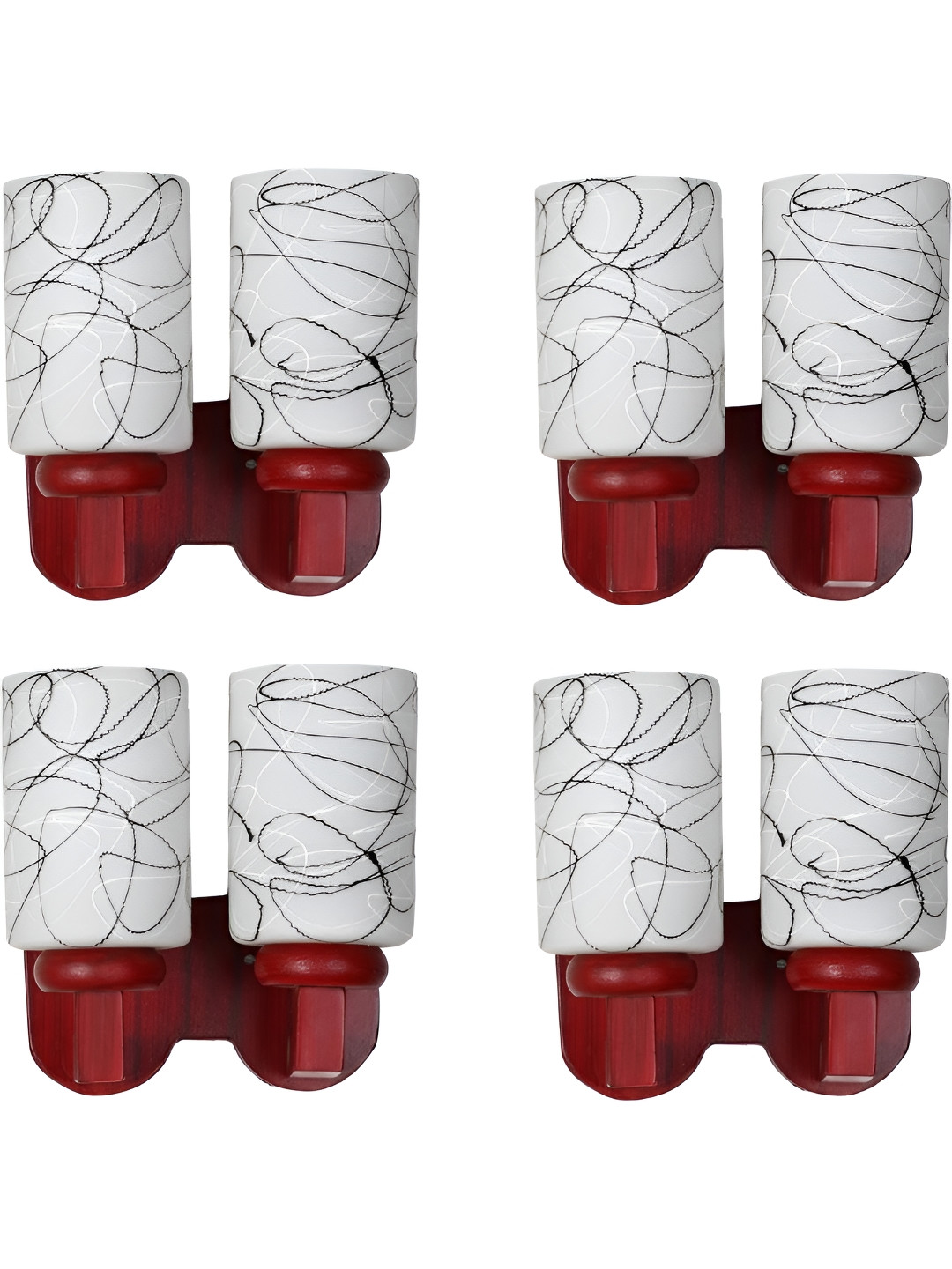 

Afast White & Black 4 Pieces Printed Wood Cylinder Shaped Wall Lamps