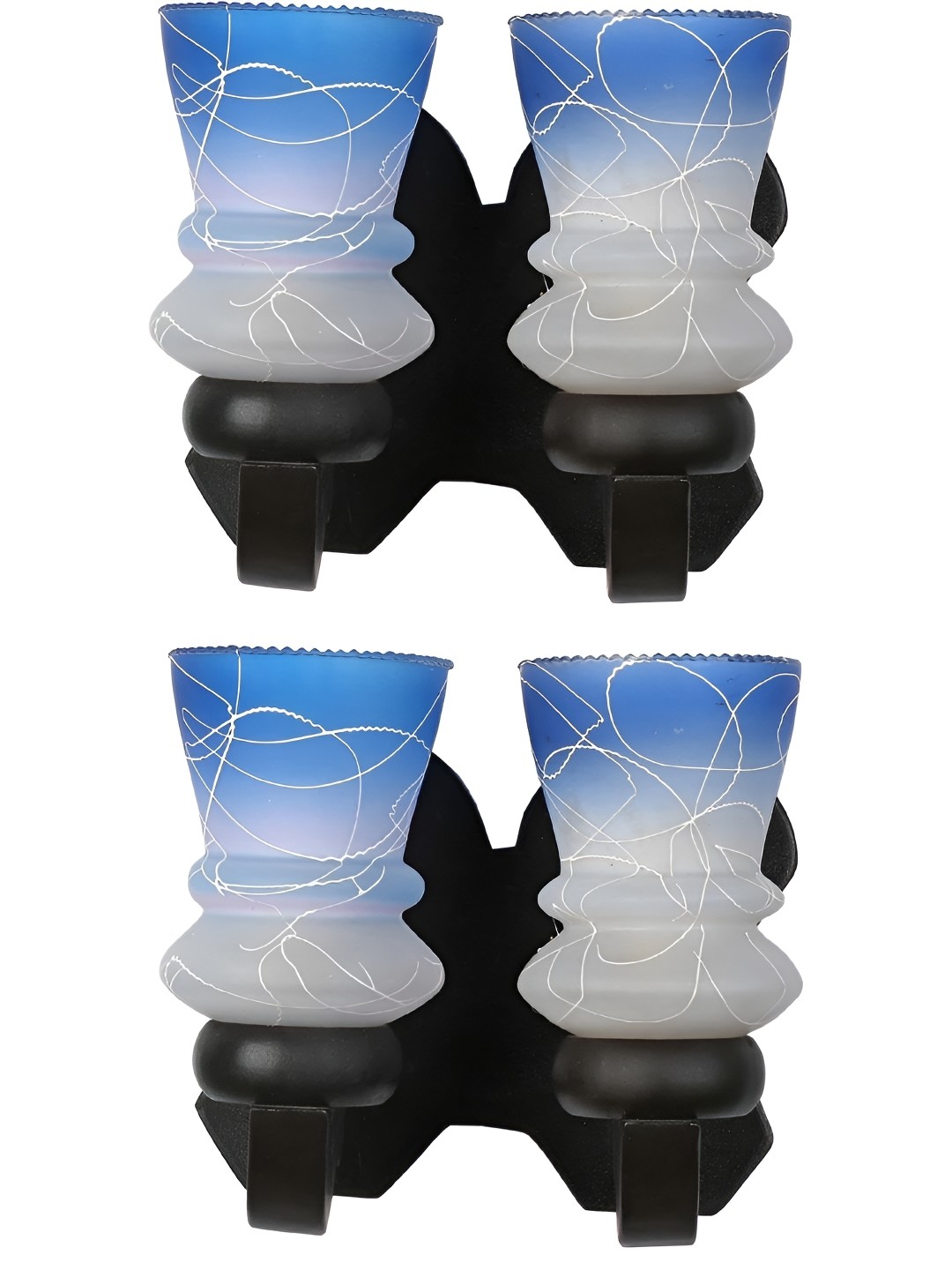 

Afast Blue & White 2 Pieces Printed Wood Wall Lamps
