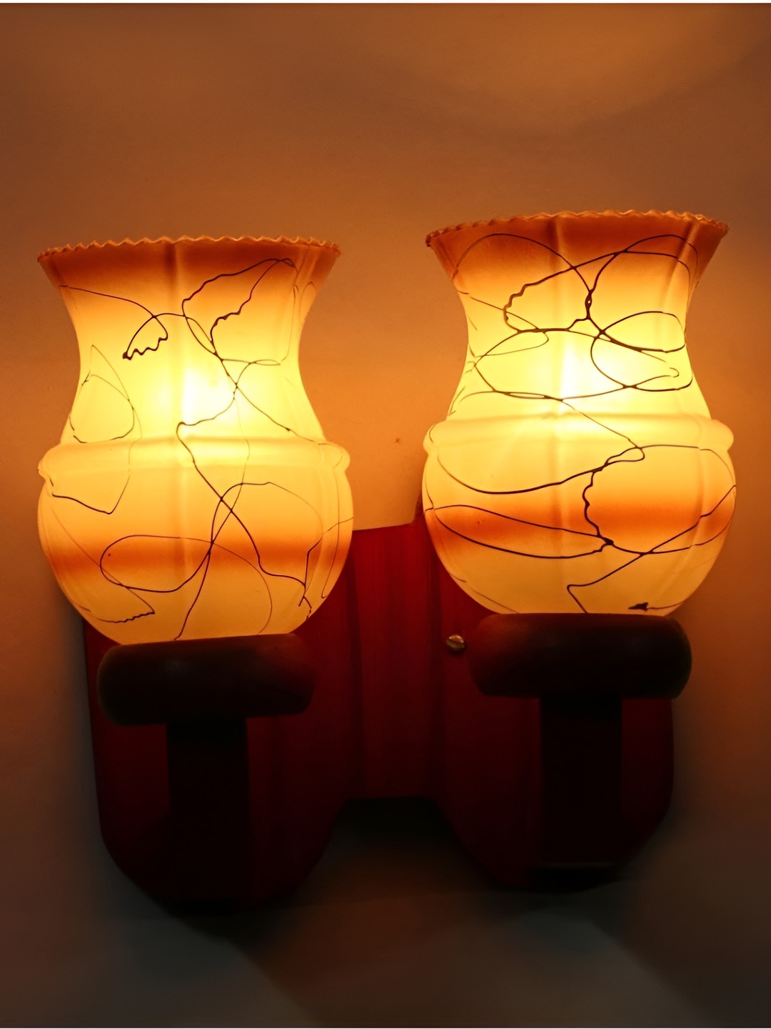 

Afast White & Brown Printed Wood Wall Lamp