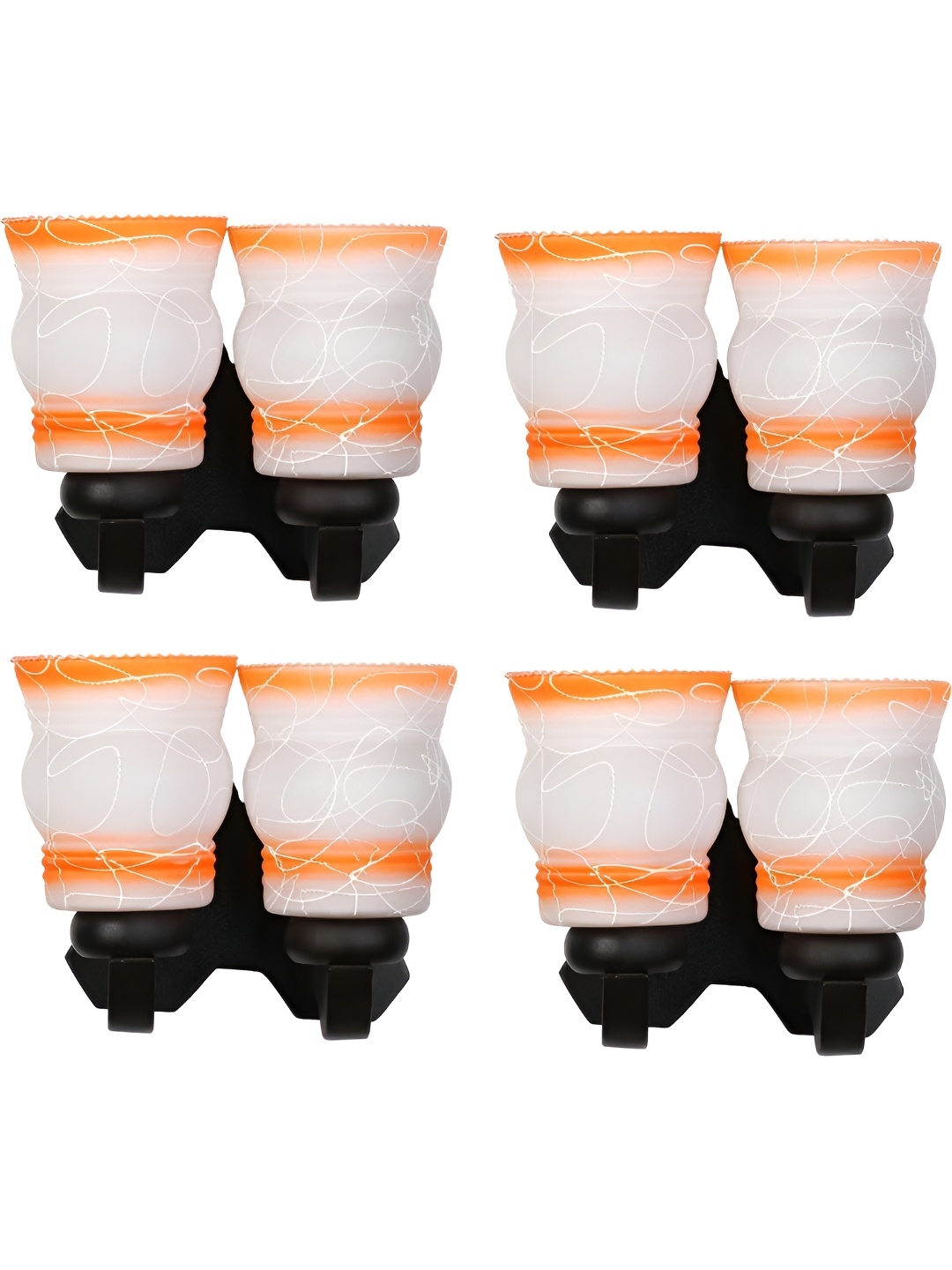 

Afast Orange Colored & White 4 Pieces Printed Wood Wall Lamps