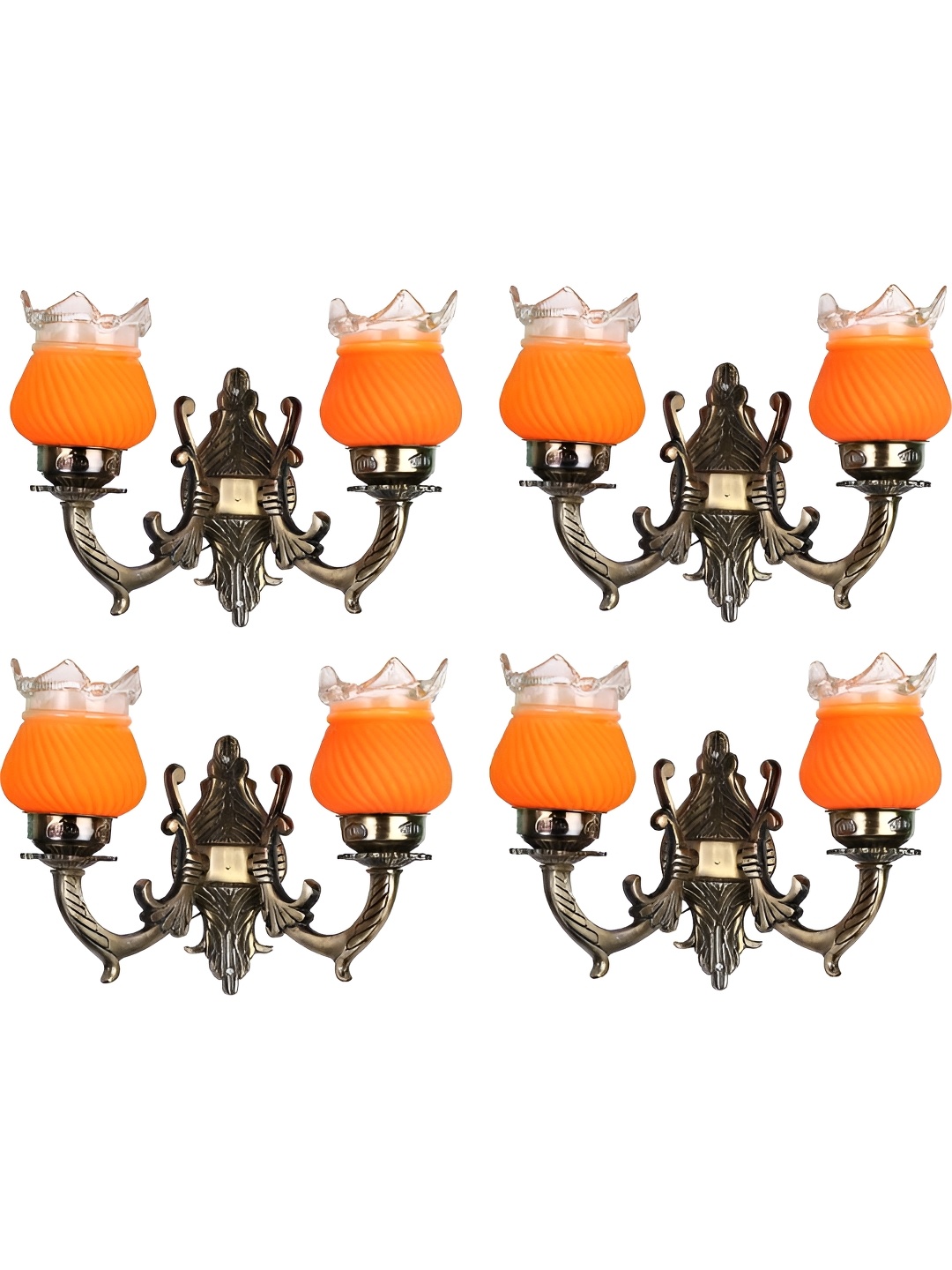 

Afast Orange Colored & Bronze 4 Pieces Metal Wall Lamps