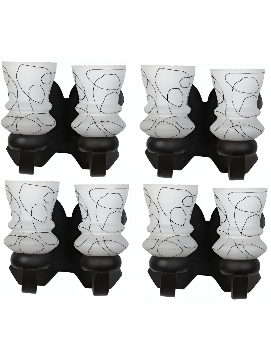 

Afast White & Black 4 Pieces Printed Wood Wall Lamps