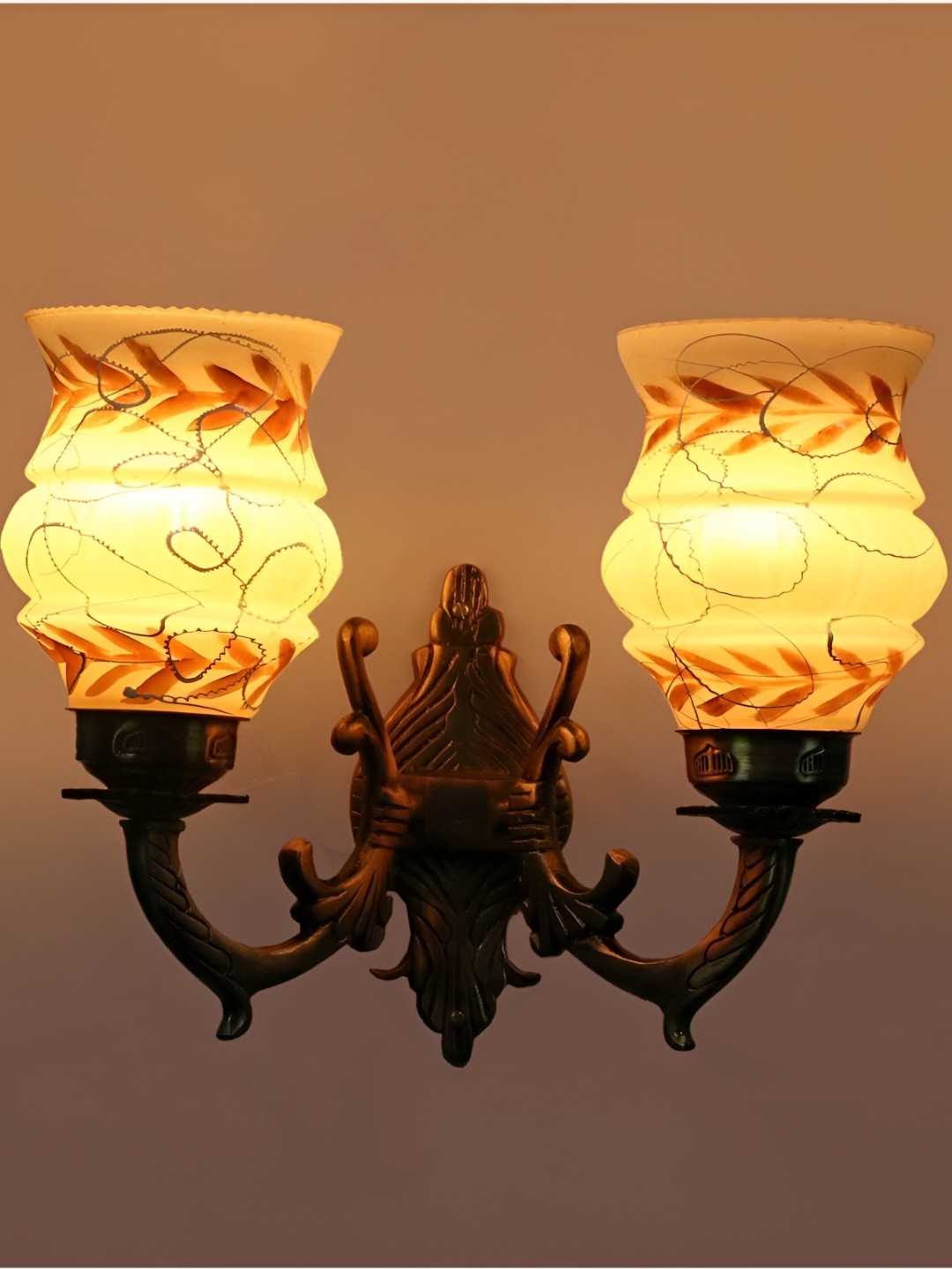 

Afast White & Brown Printed Metal Wall Lamp