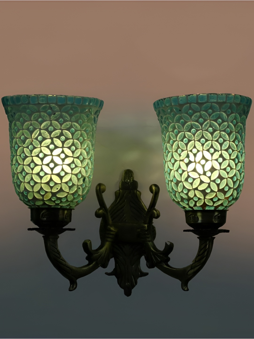

Afast Blue & White Printed Metal Bell Shaped Wall Lamp