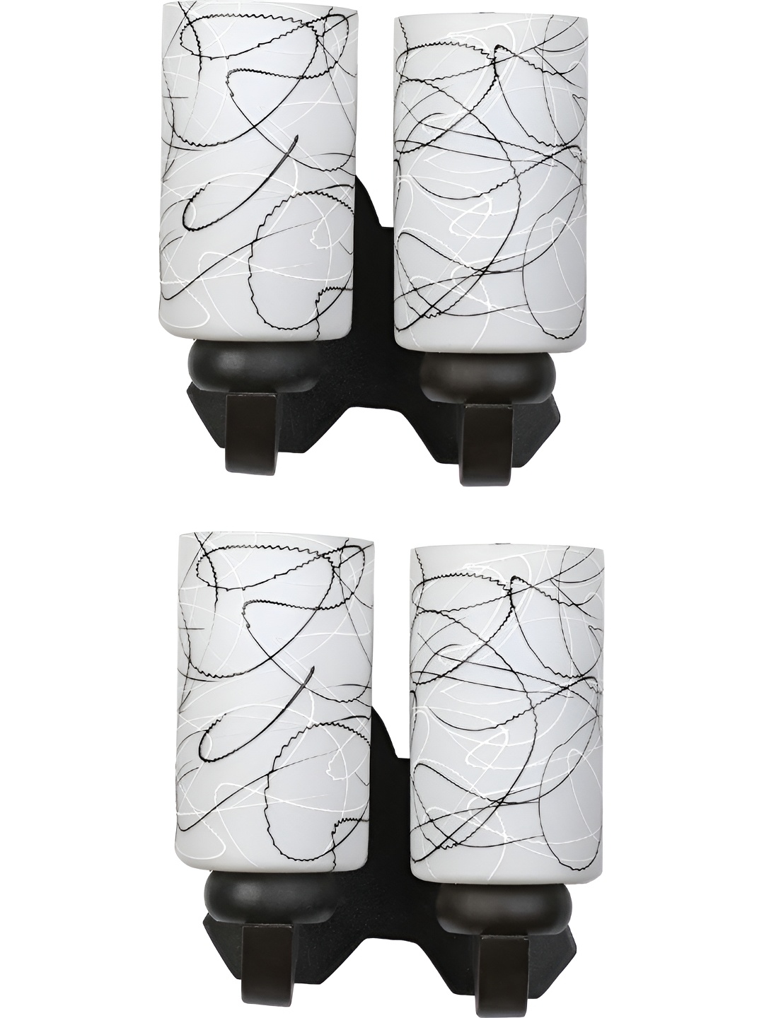 

Afast Black & White 2 Pieces Printed Wood Cylinder Shaped Wall Lamps