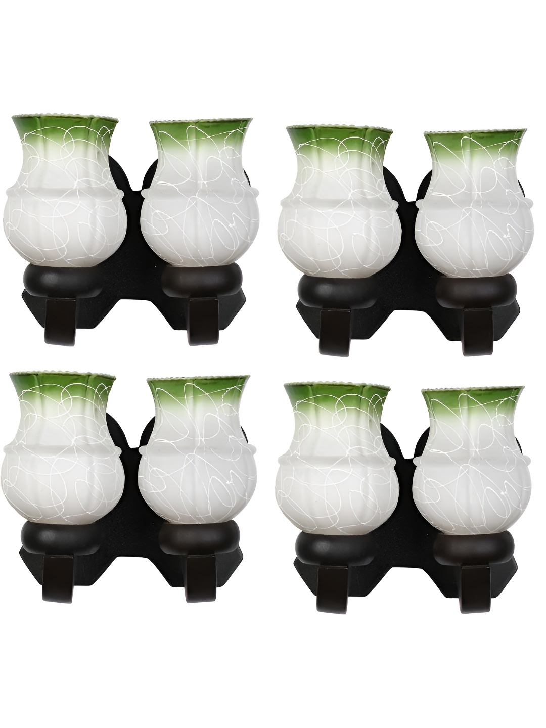 

Afast Green & White 4 Pieces Printed Wood Wall Lamps