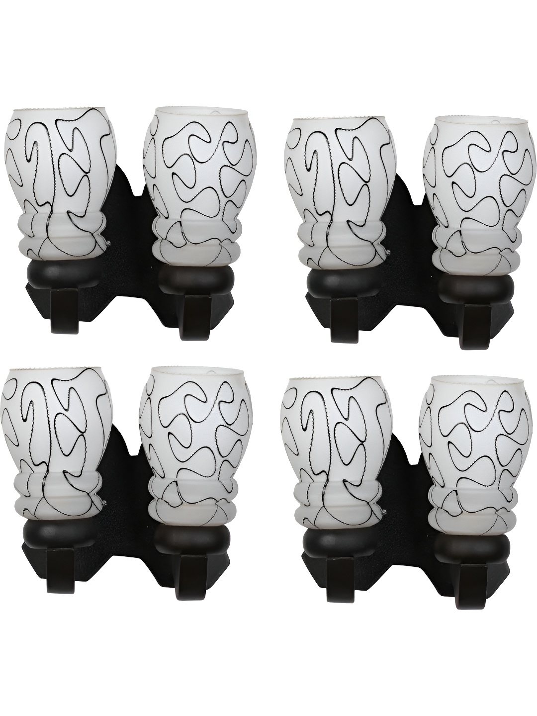 

Afast Black & White 4 Pieces Printed Wood Wall Lamps