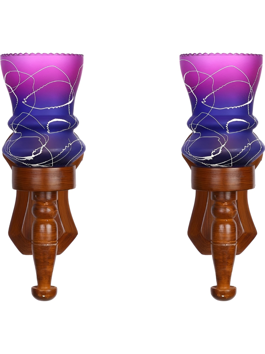

Afast Pink & Blue 2 Pieces Printed Wood Wall Lamps