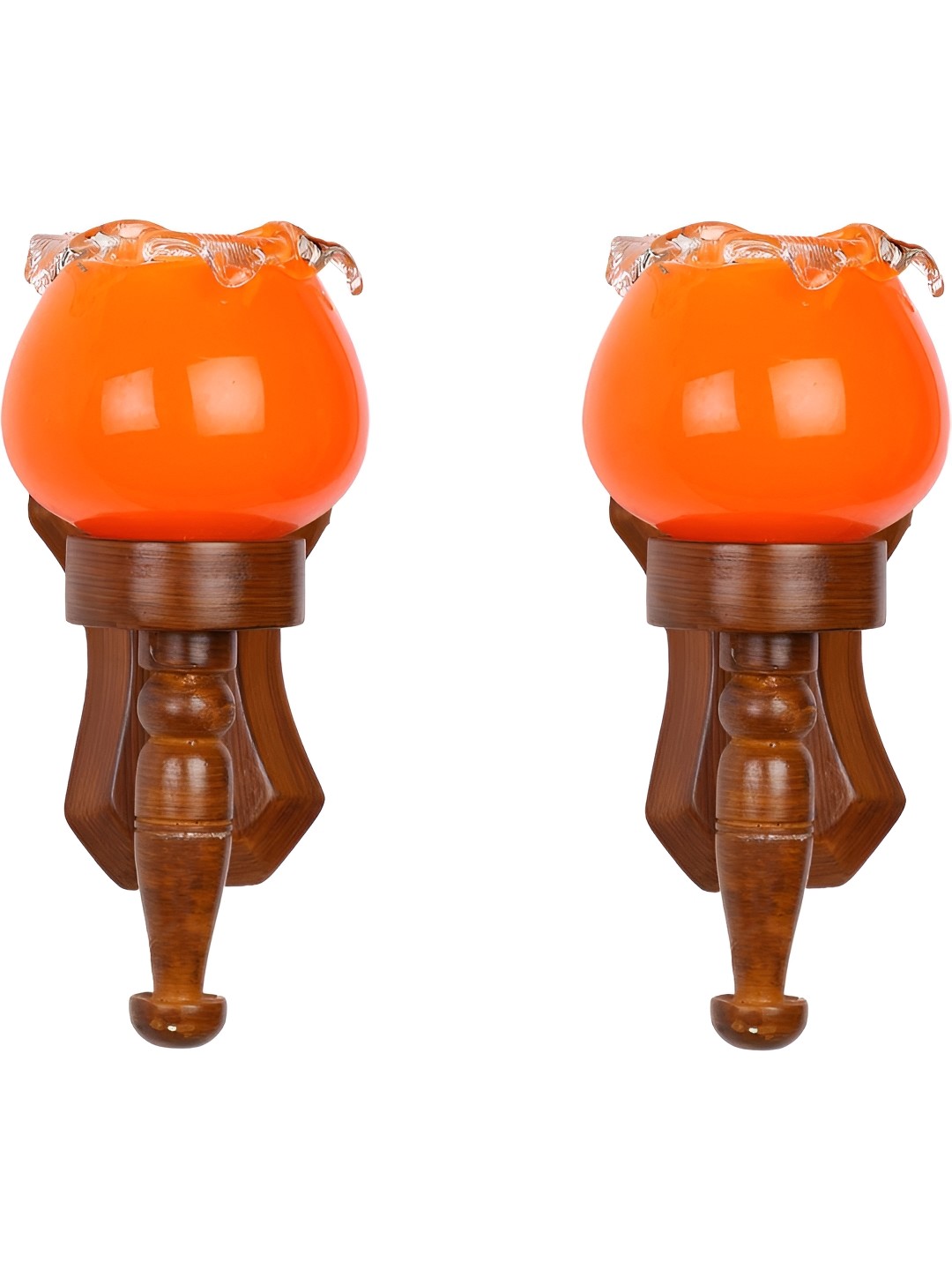 

Afast Orange Colored & Brown 2 Pieces Wood Wall Lamps