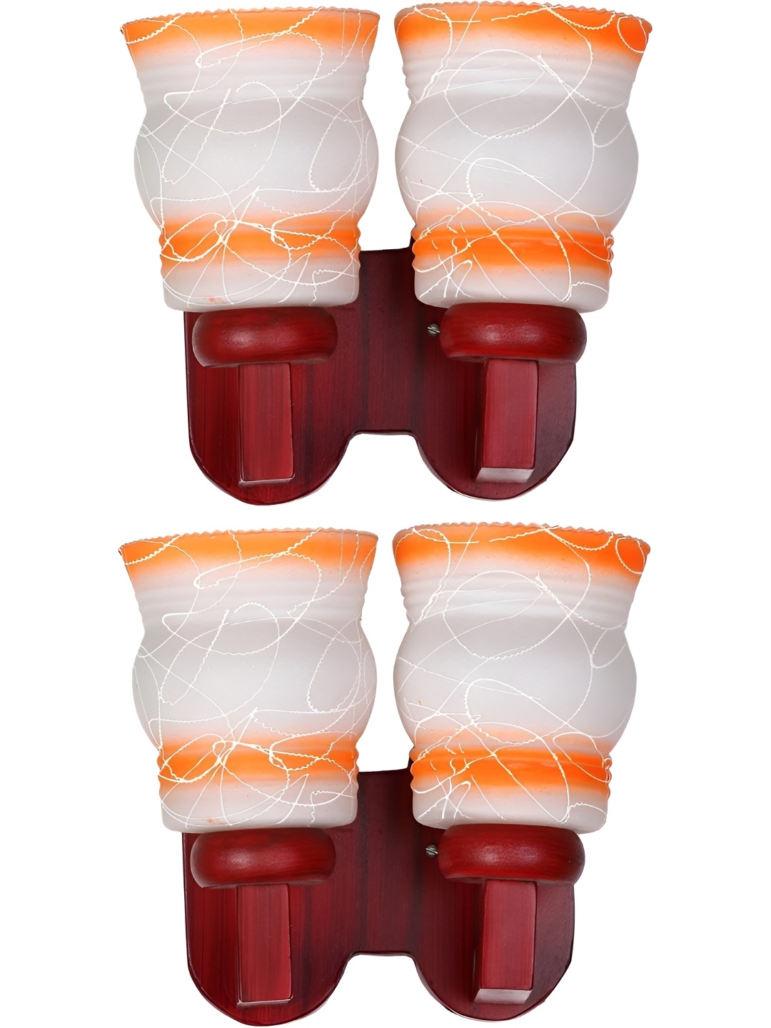 

Afast Orange Colored & White 2 Pieces Printed Wood Wall Lamps