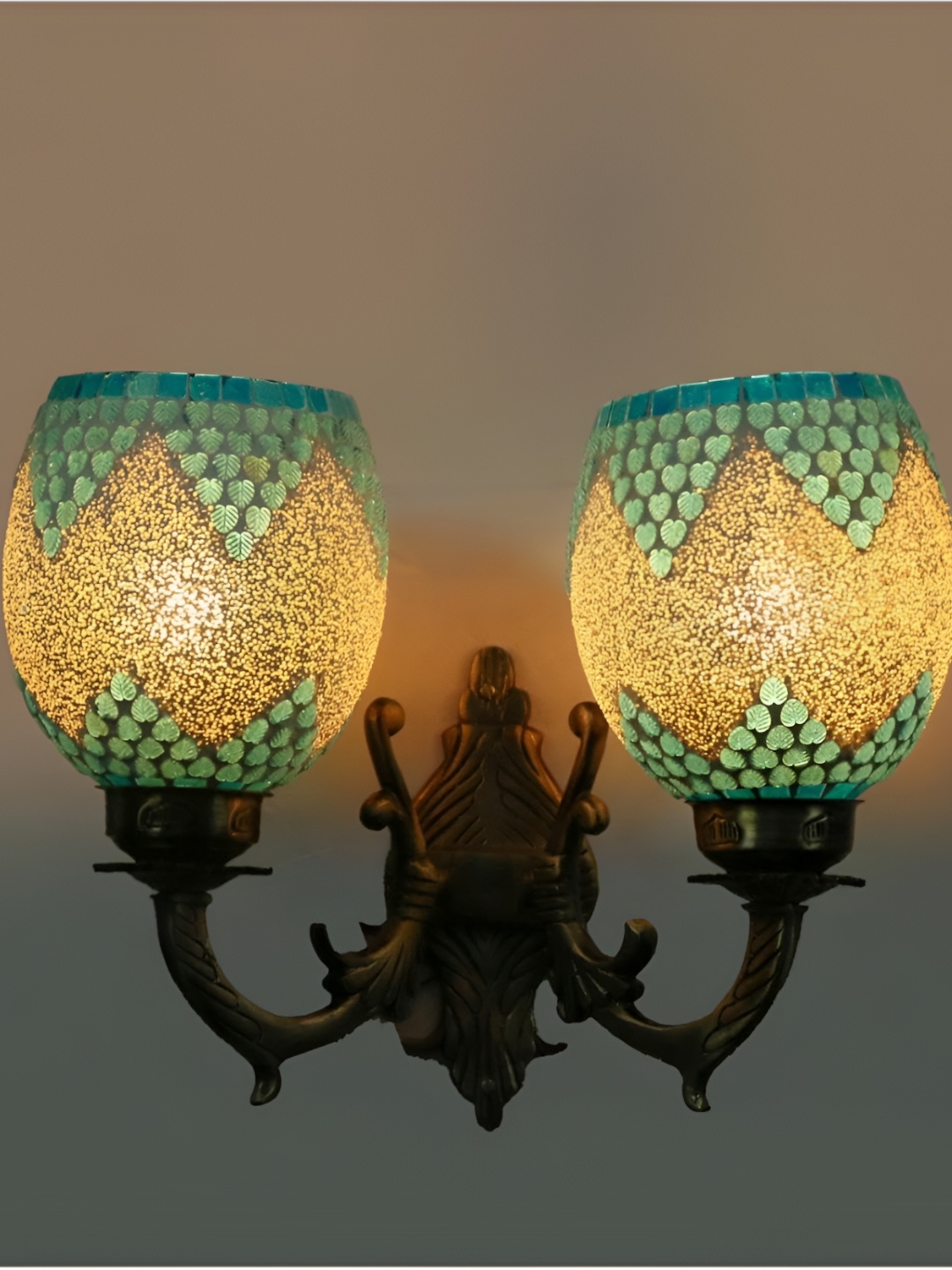 

Afast White & Blue Printed Metal Wall Lamp