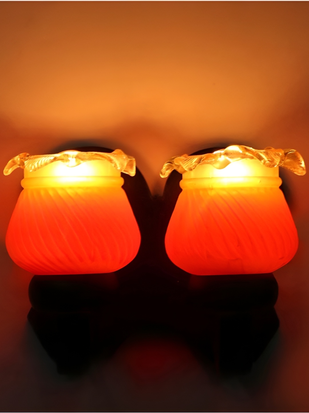 

Afast Orange Colored & Brown Textured Wood Wall Lamp