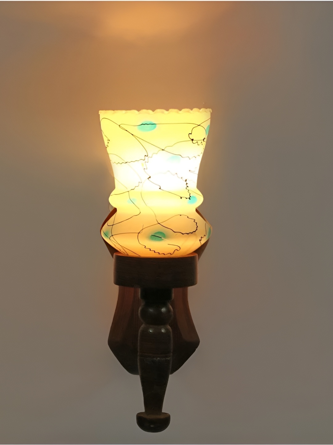 

Afast White & Blue Printed Wood Wall Lamp