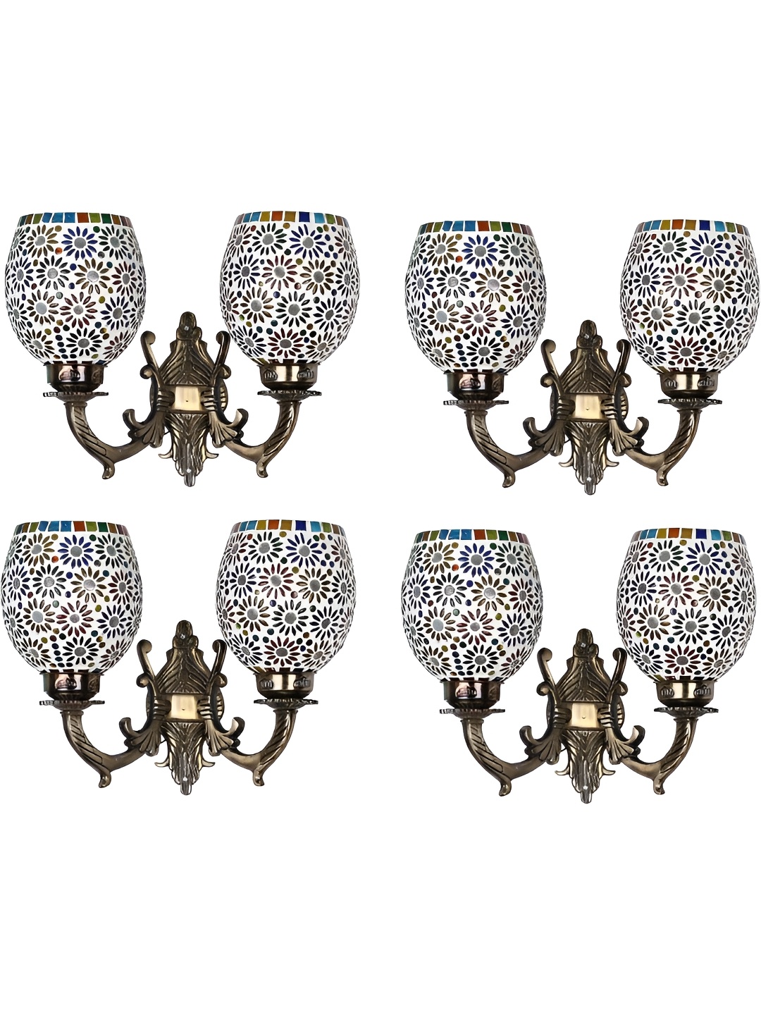 

Afast White & Blue 4 Pieces Textured Metal Wall Lamps