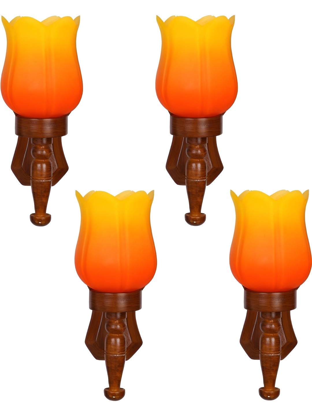 

Afast Orange Colored & Yellow 4 Pieces Wood Wall Lamps