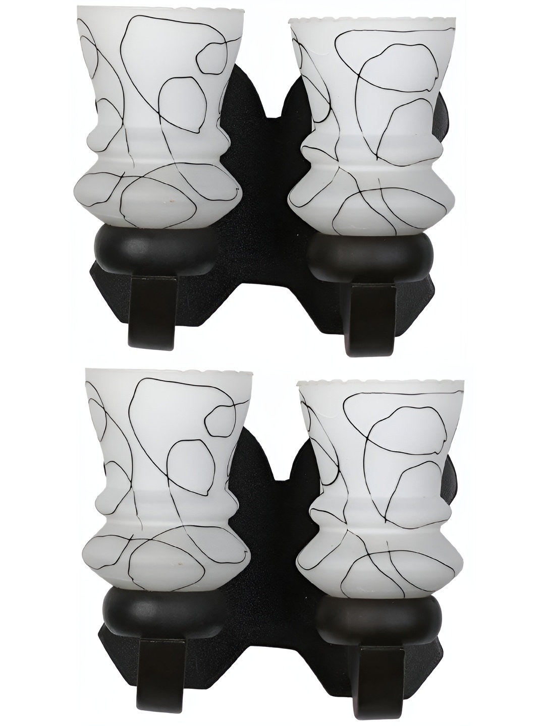 

Afast White & Black 2 Pieces Printed Wood Wall Lamps