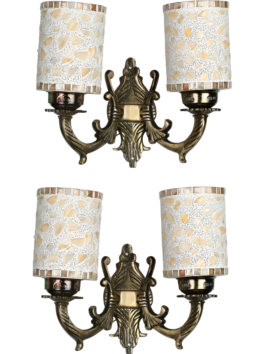 

Afast White & Gold-Toned 2 Pieces Textured Metal Cylinder Shaped Wall Lamps