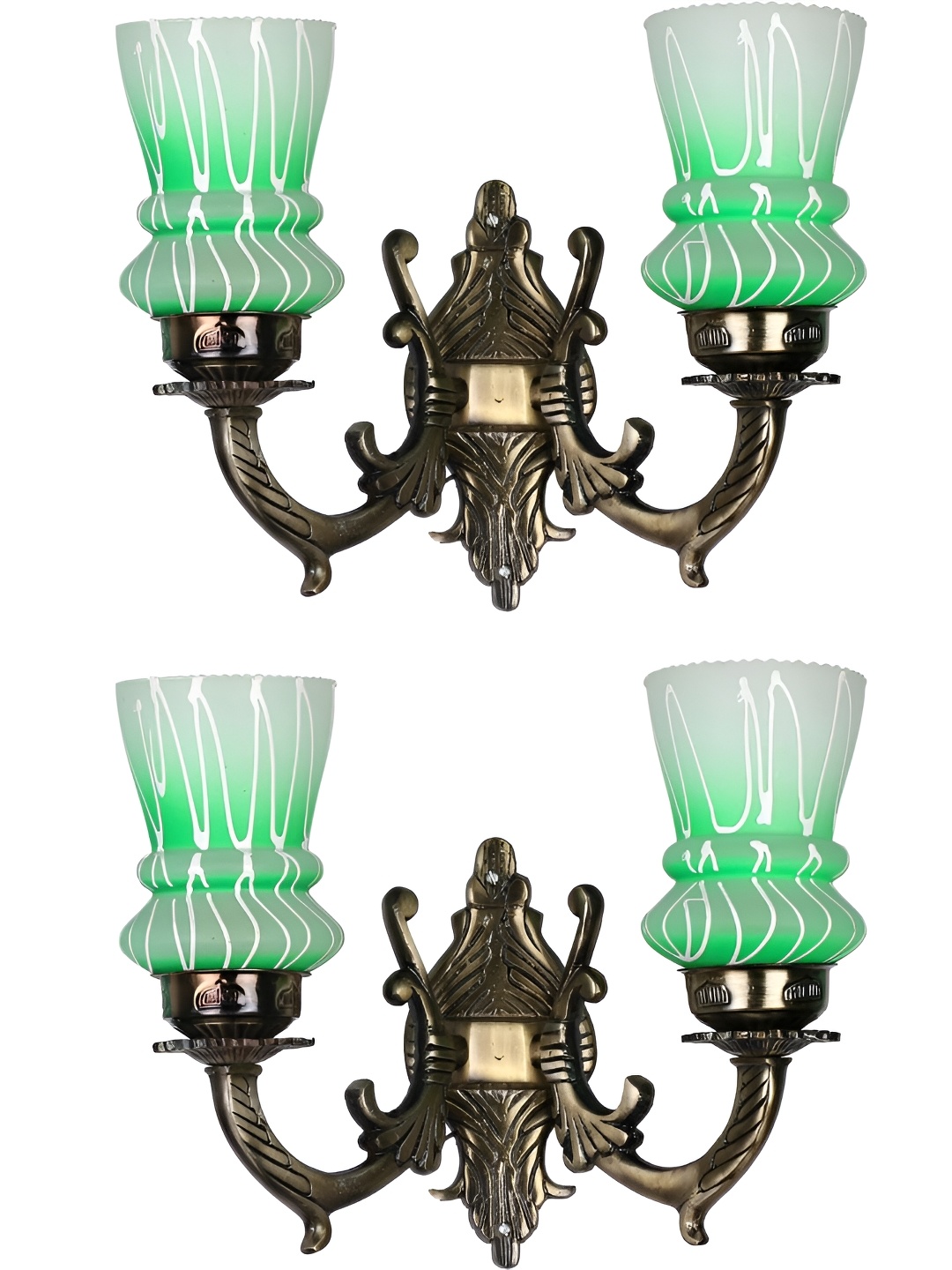 

Afast White & Green 2 Pieces Printed Metal Wall Lamps