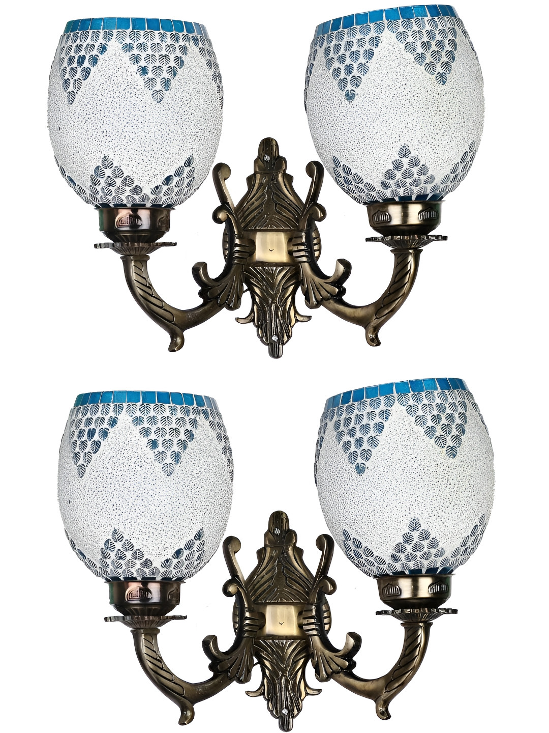 

Afast White & Blue 2 Pieces Printed Metal Wall Lamps