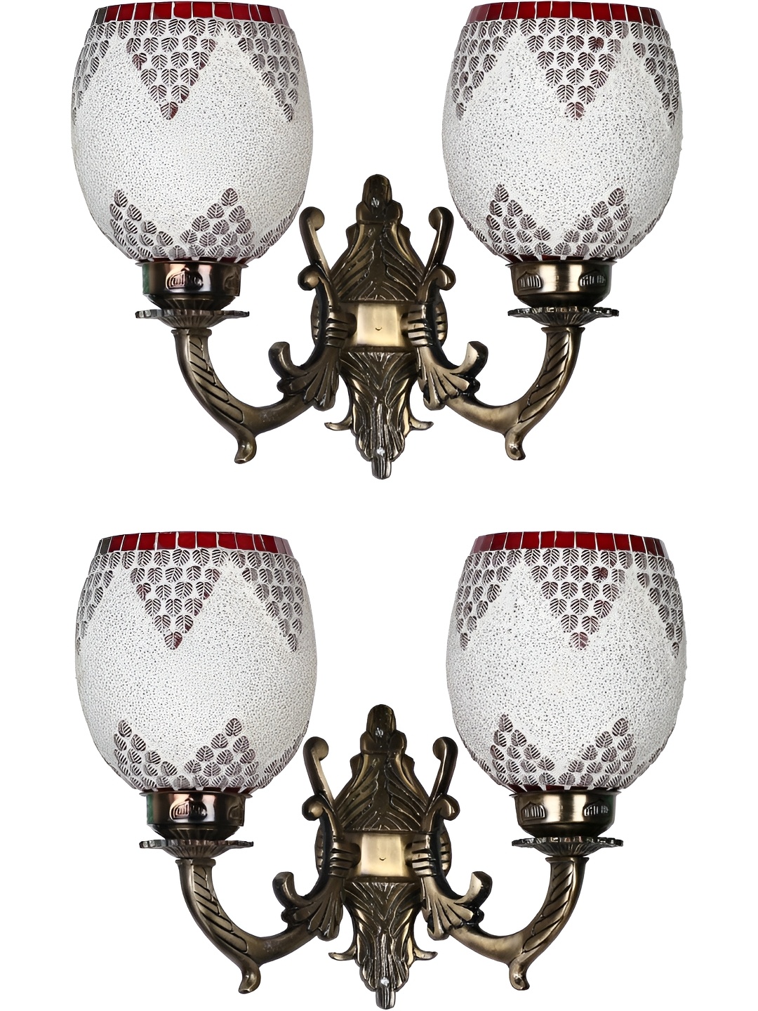 

Afast White & Red 2 Pieces Printed Abstract Shaped Metal Contemporary Wall Lamps