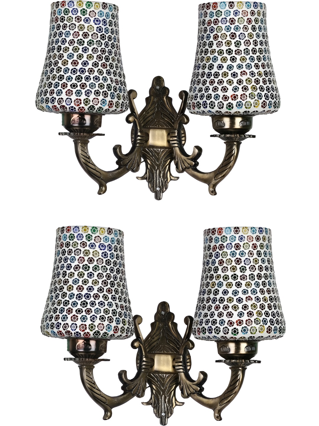 

Afast White & Blue 2 Pieces Printed Abstract Shaped Metal Contemporary Wall Lamps
