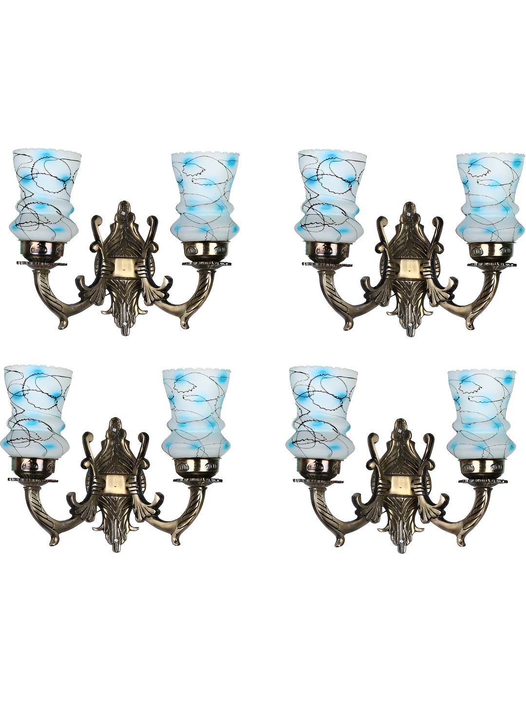 

Afast White & Blue 4 Pieces Printed Abstract Shaped Metal Contemporary Wall Lamps