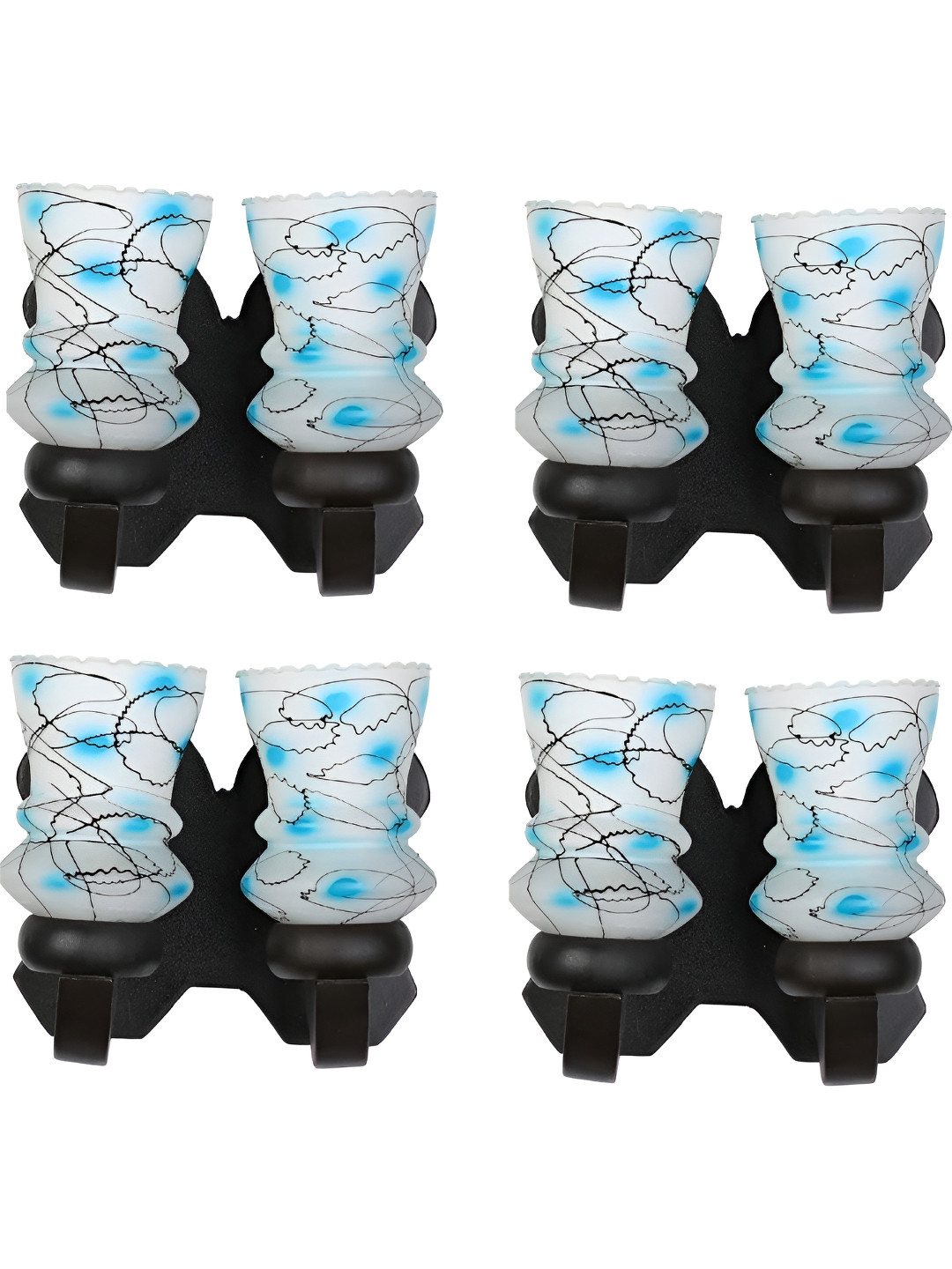

Afast White & Blue 4 Pieces Printed Abstract Shaped Wood Wall Lamps