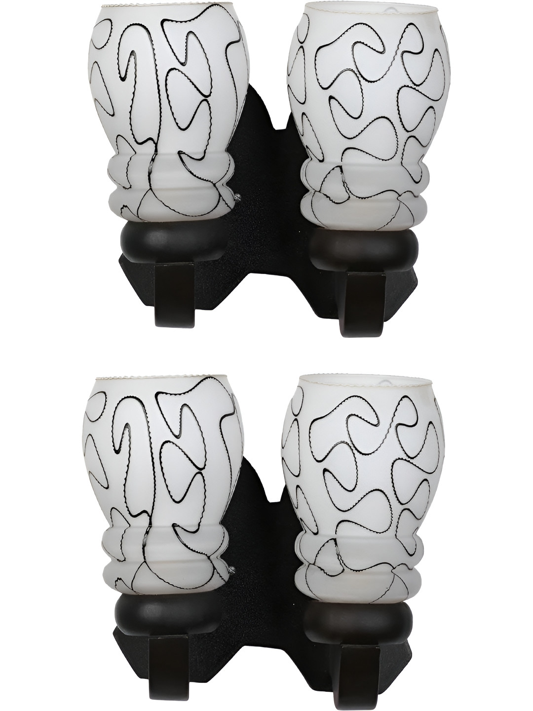 

Afast Black & White 2 Pieces Printed Abstract Shaped Wood Wall Lamps