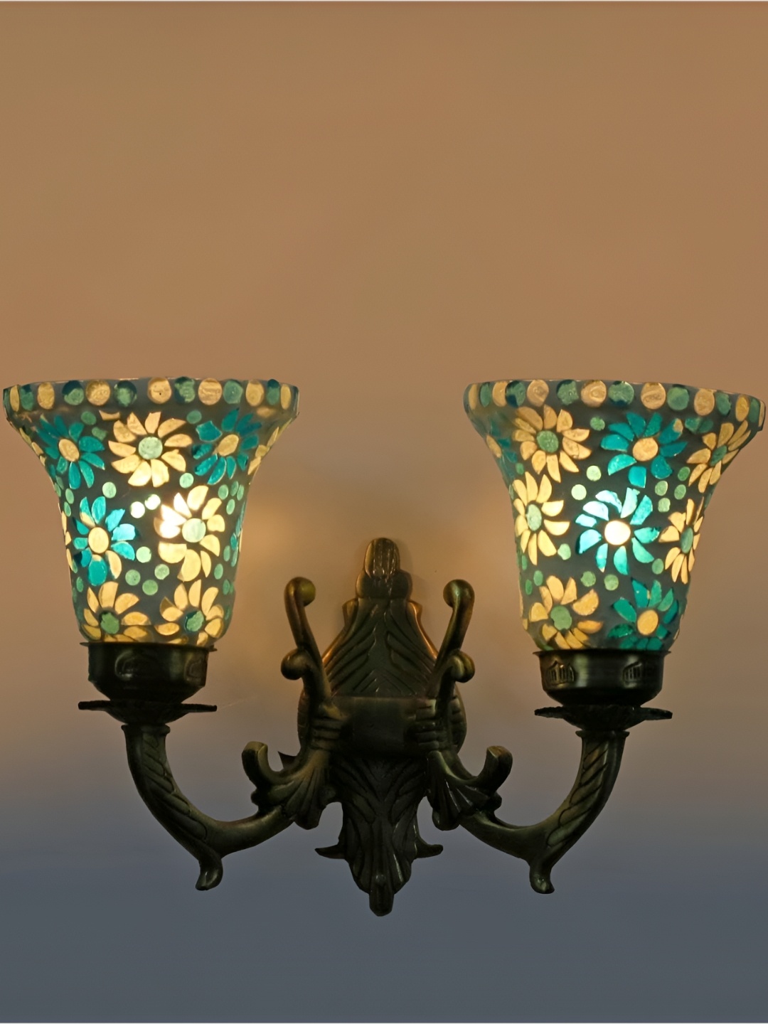 

Afast White & Blue Printed Abstract Shaped Metal Wall Lamp