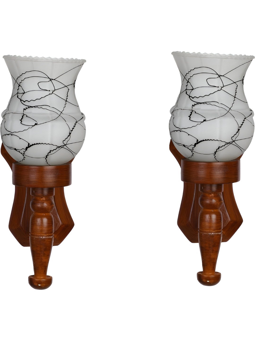 

Afast White & Black 2 Pieces Printed Abstract Shaped Wood Wall Lamp