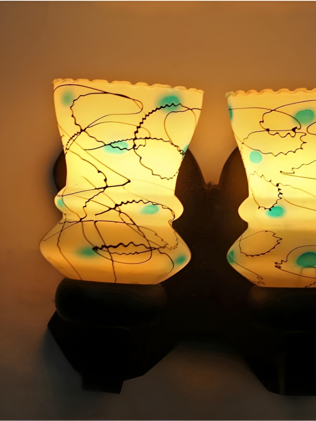 

Afast White & Blue Printed Abstract Shaped Contemporary Wood Wall Lamp