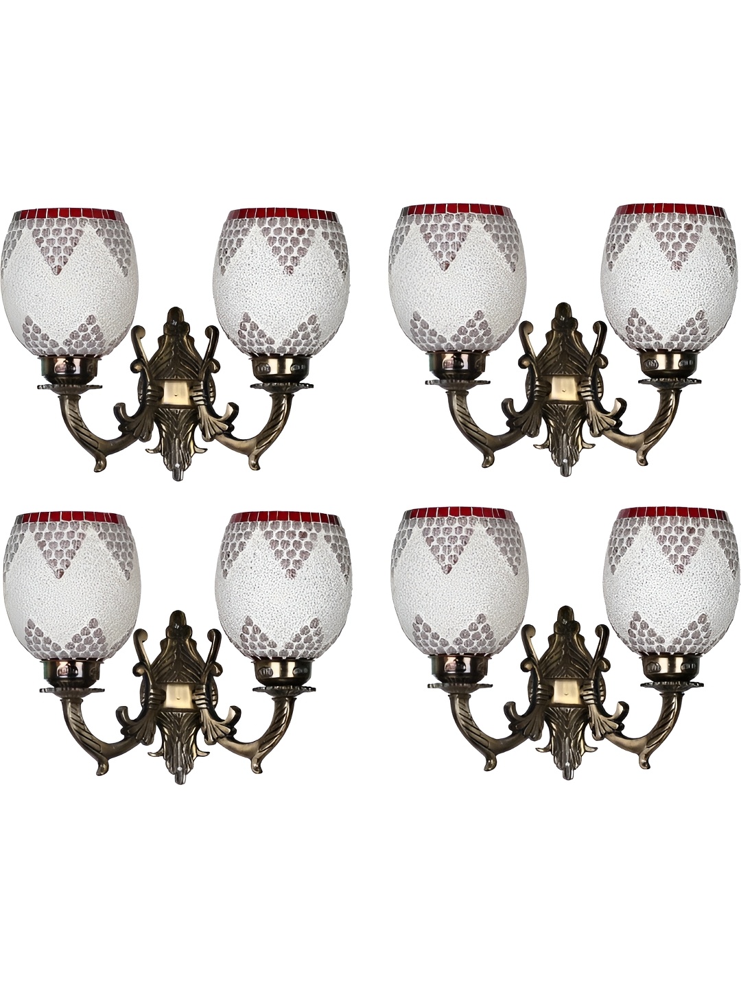 

Afast White & Red 4 Pieces Printed Bell Shaped Contemporary Metal Wall Lamps