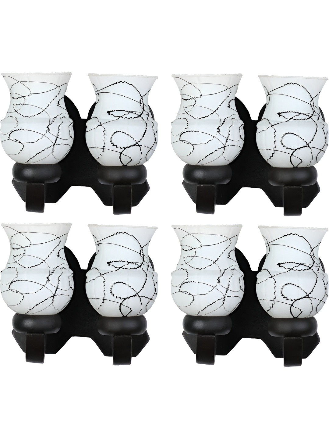 

Afast White & Black 4 Pieces Wood Rectangle Shaped Wall Lamp
