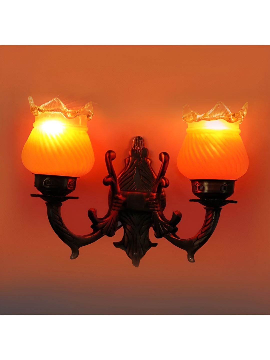 

Afast Orange & Bronze Textured Abstract Shaped Metal Contemporary Wall Lamp