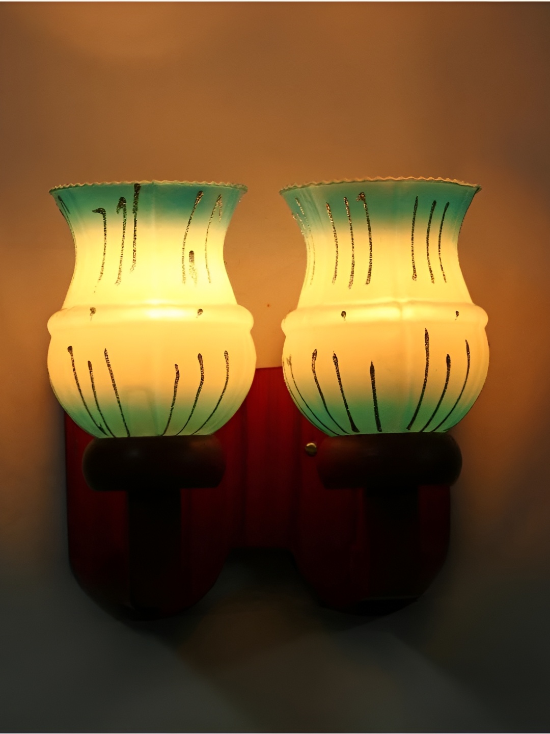 

Afast Blue & White Printed Abstract Shaped Wood Contemporary Wall Lamp