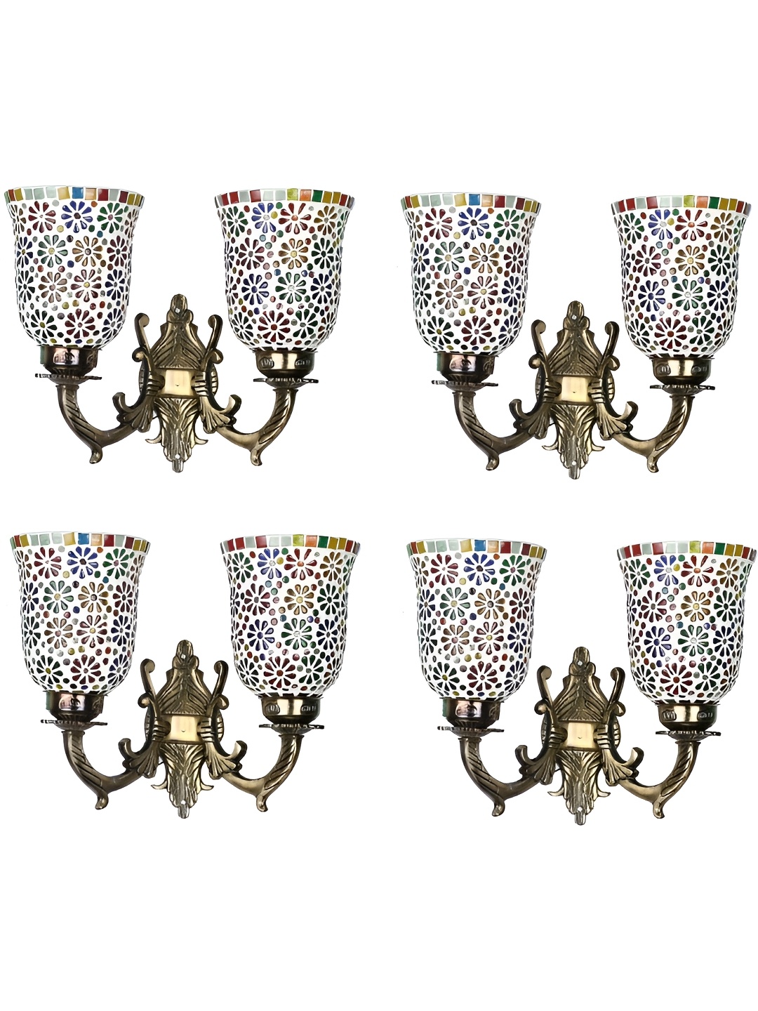 

Afast White & Bronze 4 Pieces Printed Bell Shaped Metal Contemporary Wall Lamps