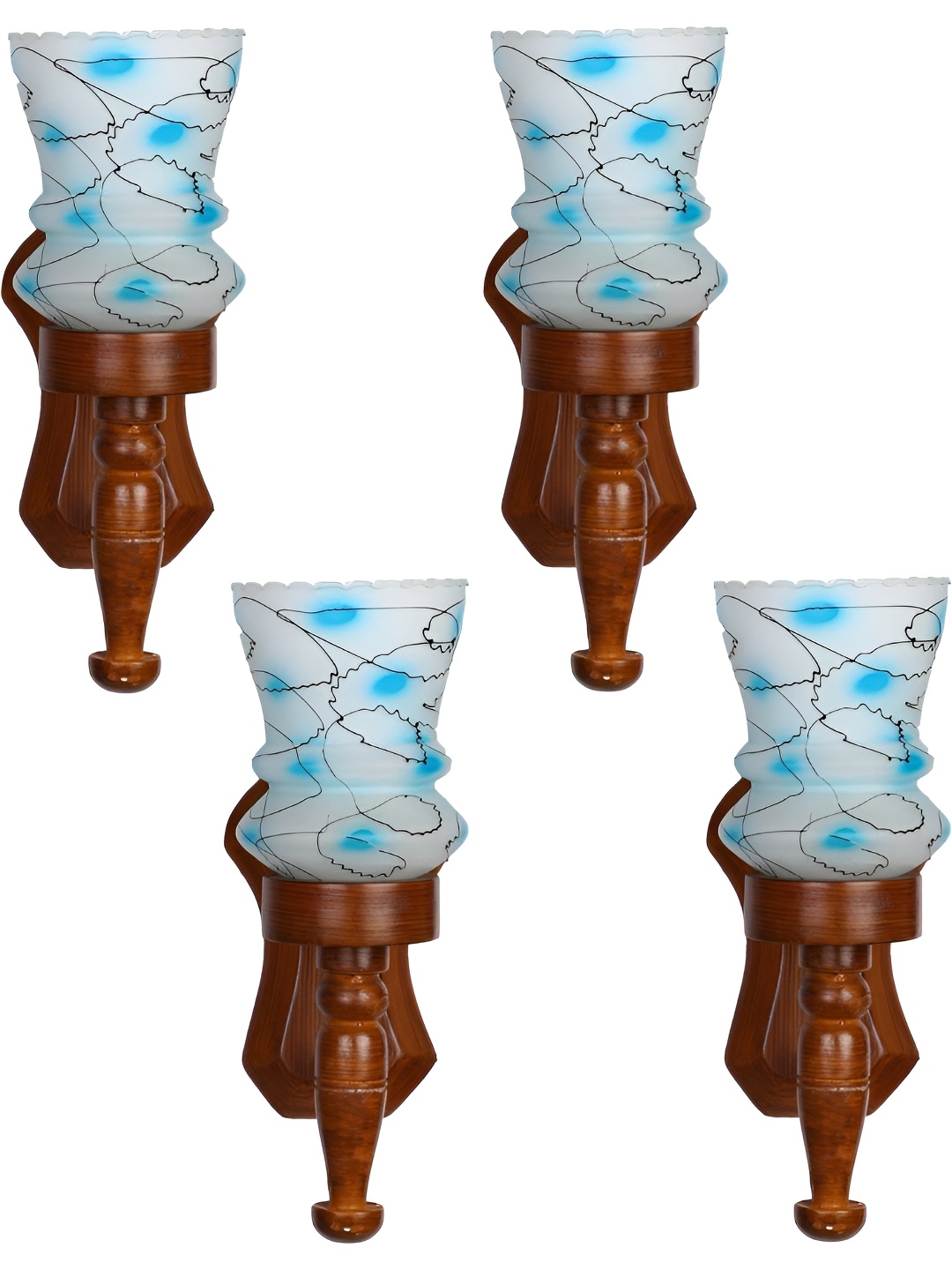 

Afast White & Blue 4 Pieces Printed Abstract Shaped Wood Contemporary Wall Lamps