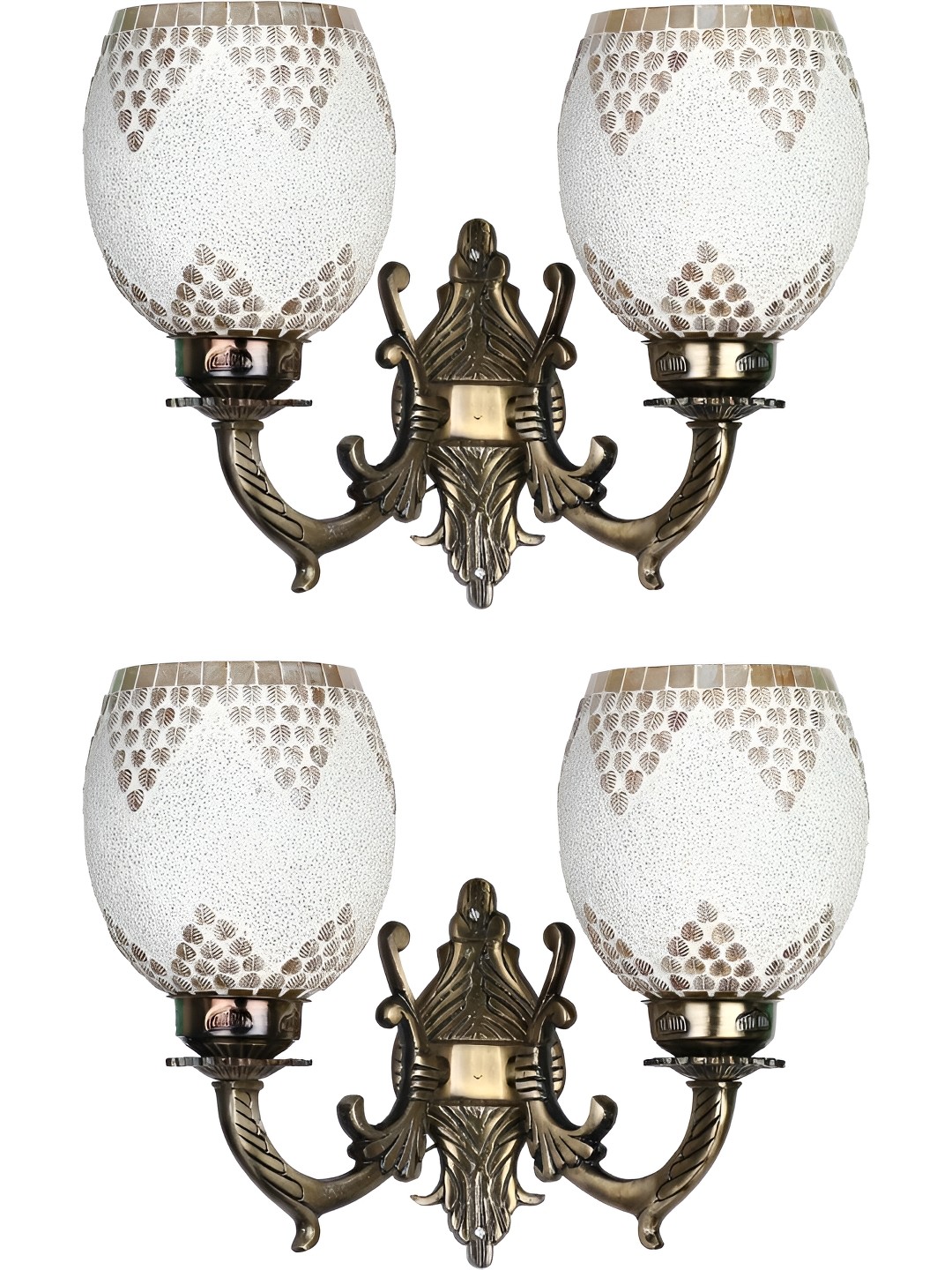 

Afast White & Gold-Toned 2 Pieces Textured Metal Rectangle Shaped Wall Lamp