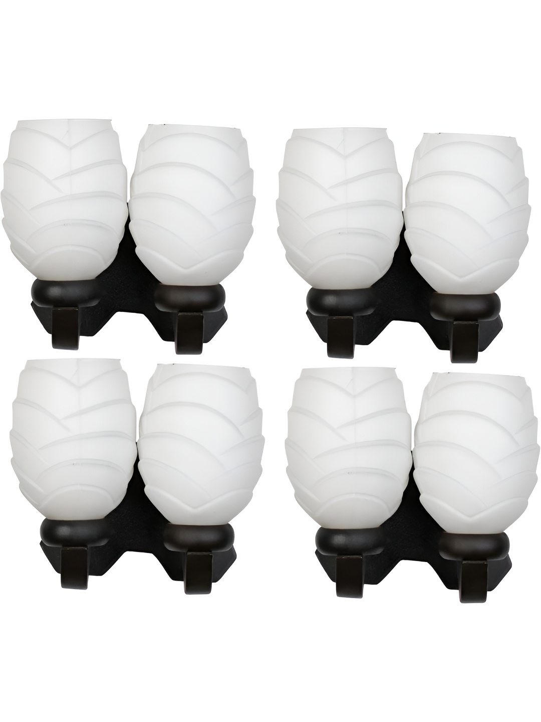 

Afast White & Black 4 Pieces Textured Abstract Shaped Wood Contemporary Wall Lamps