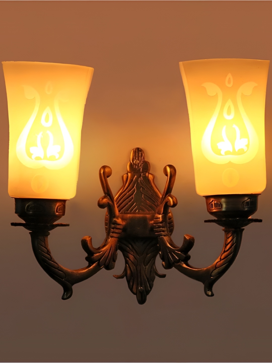 

Afast White & Bronze Printed Abstract Shaped Metal Contemporary Wall Lamp