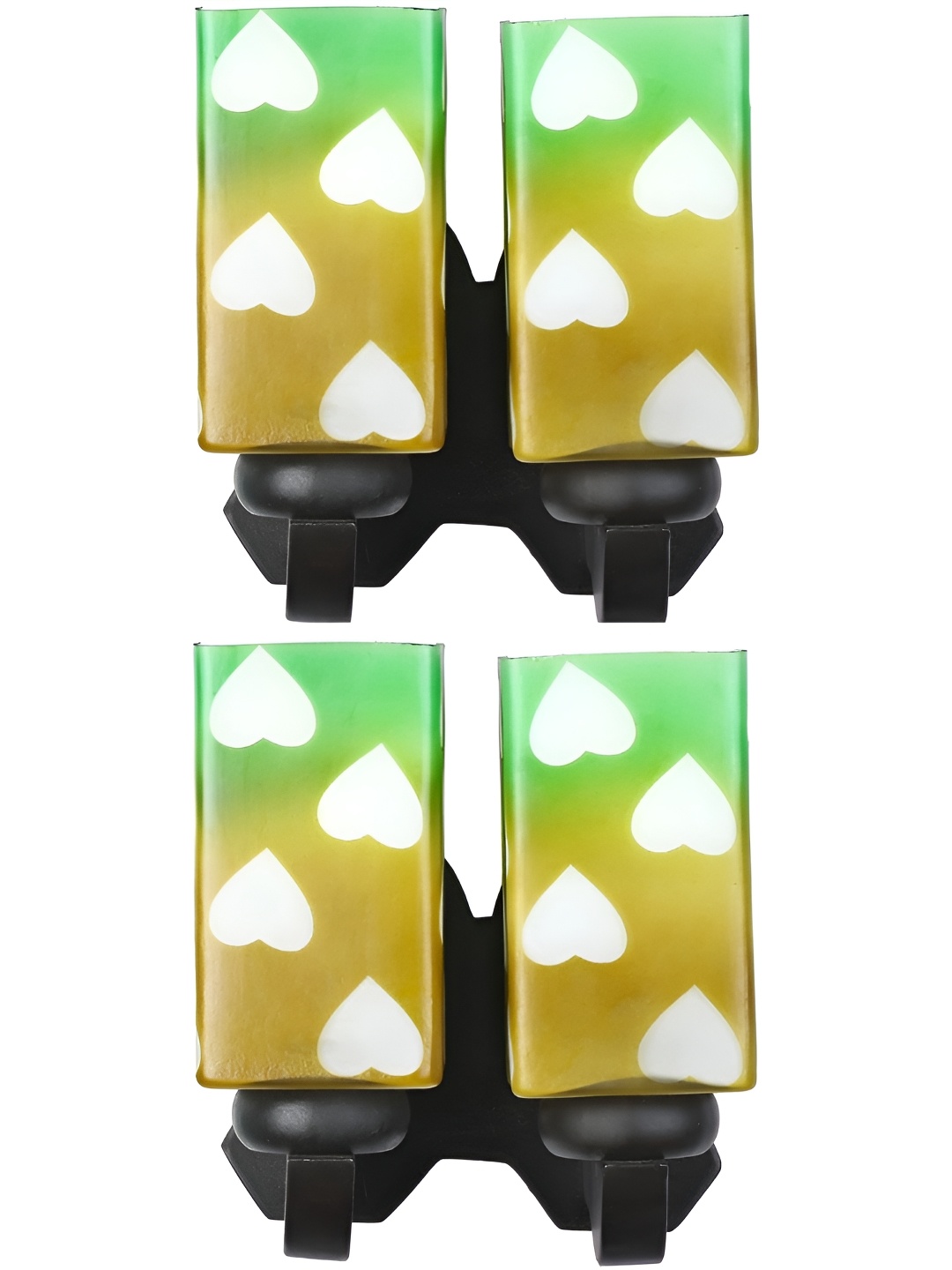 

Afast Green & White 2 Pieces Printed Rectangle Shaped Wood Contemporary Wall Lamps