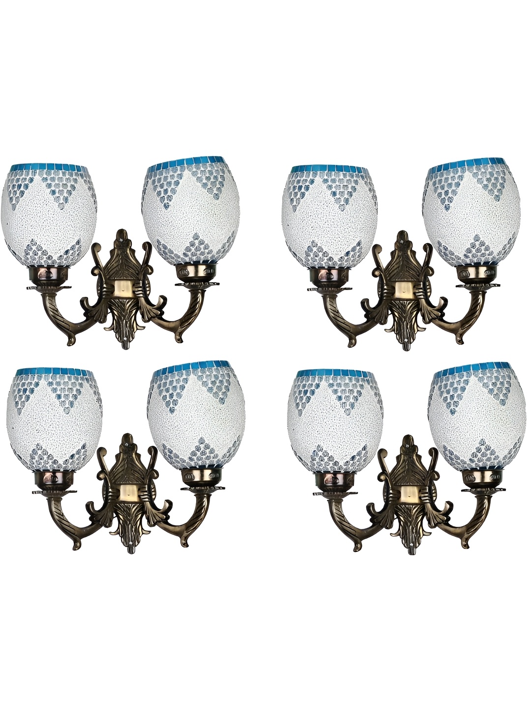 

Afast White & Blue 4 Pieces Printed Abstract Shaped Metal Contemporary Wall Lamps