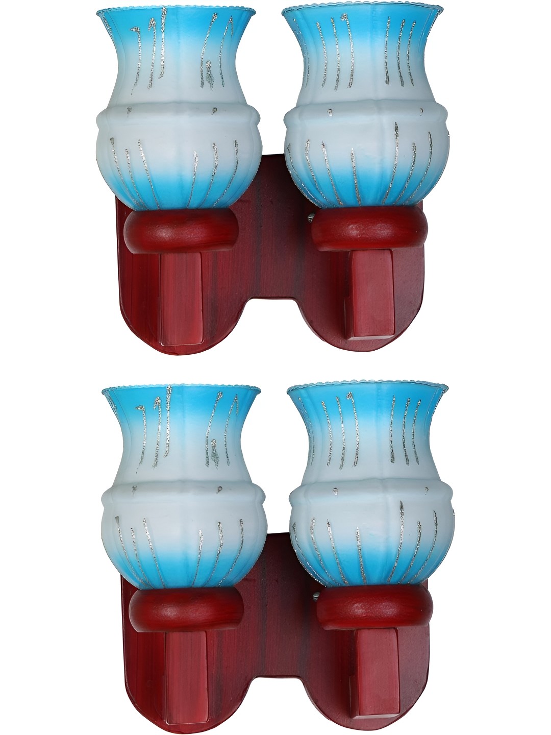 

Afast Blue & White 2 Pieces Printed Abstract Shaped Wood Contemporary Wall Lamps